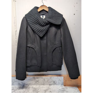 Soia & Kyo Black Shawl Knit Collar Wool Blend Jacket Women Sz S Classic Dressy